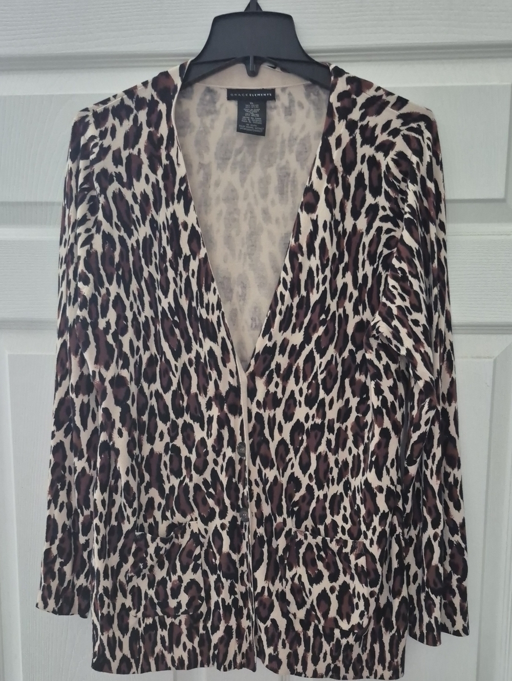 Grace Elements Beige & Brown Leopard Open-Front Cardigan